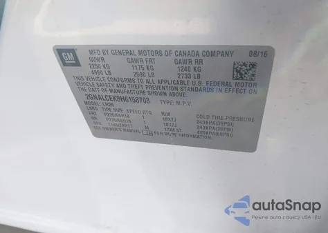 2017 Chevrolet Equinox Lt from USA, damaged, VIN 2GNALCEK8H6158703